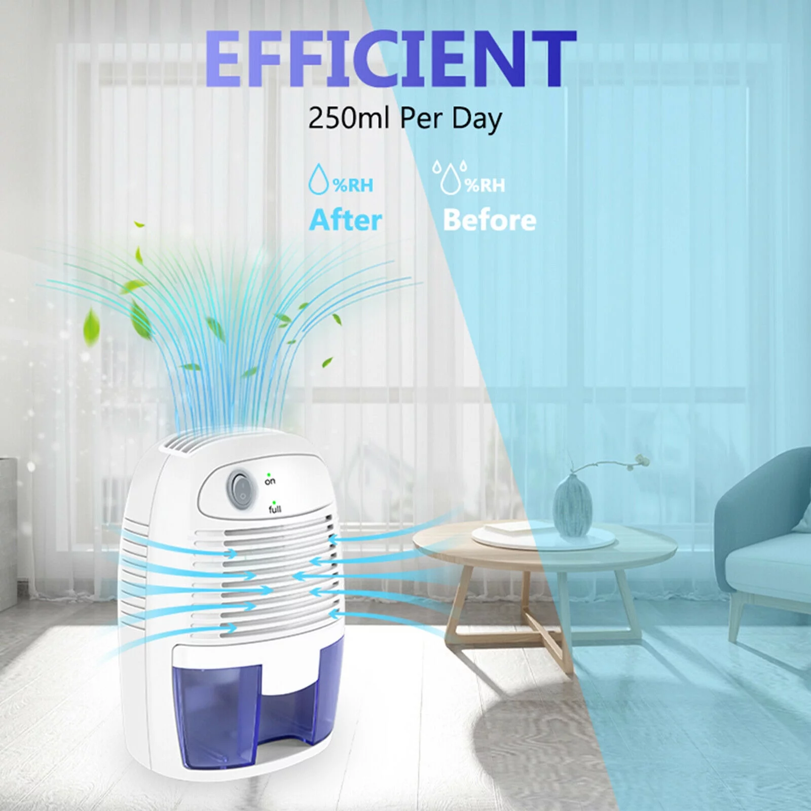 Bowoshen Ultra-quiet Dehumidifier Mini Dehumidifiers Electric Portable for 2200 Cubic ft