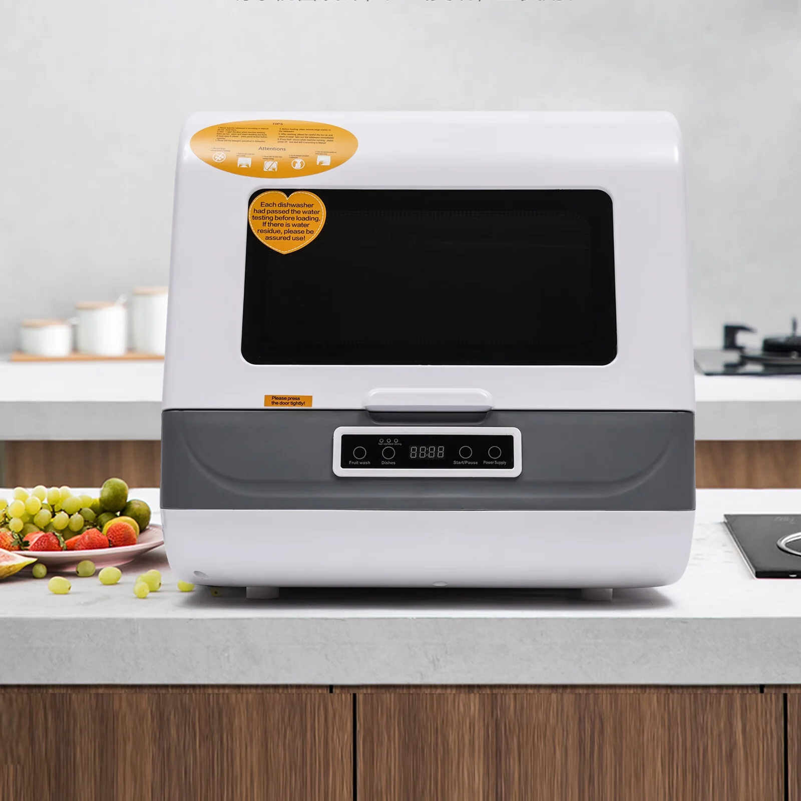 Anqidi 8L Portable Countertop Dishwasher 1200W Tableware Dishwasher 3 Washing Programs 75°C Hot Air Drying Dish Cleaner 360° Streak-Free Deep Cleaning