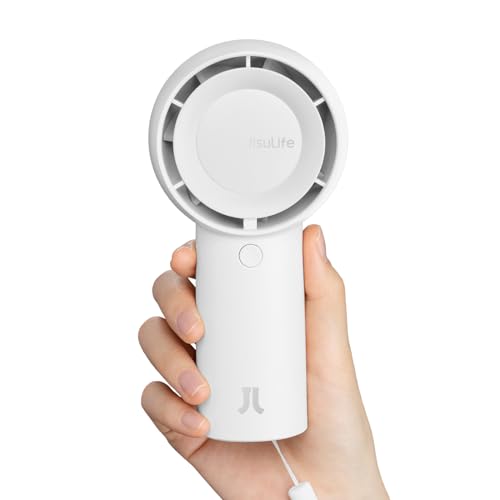 JISULIFE Portable Handheld Turbo Fan [18H Max Cooling Time], 6000mAh USB Rechargeable Personal Battery Operated Lash Small Pocket Fan with 5 Speeds for Travel/Outdoor/Vacation/Concerts- Black