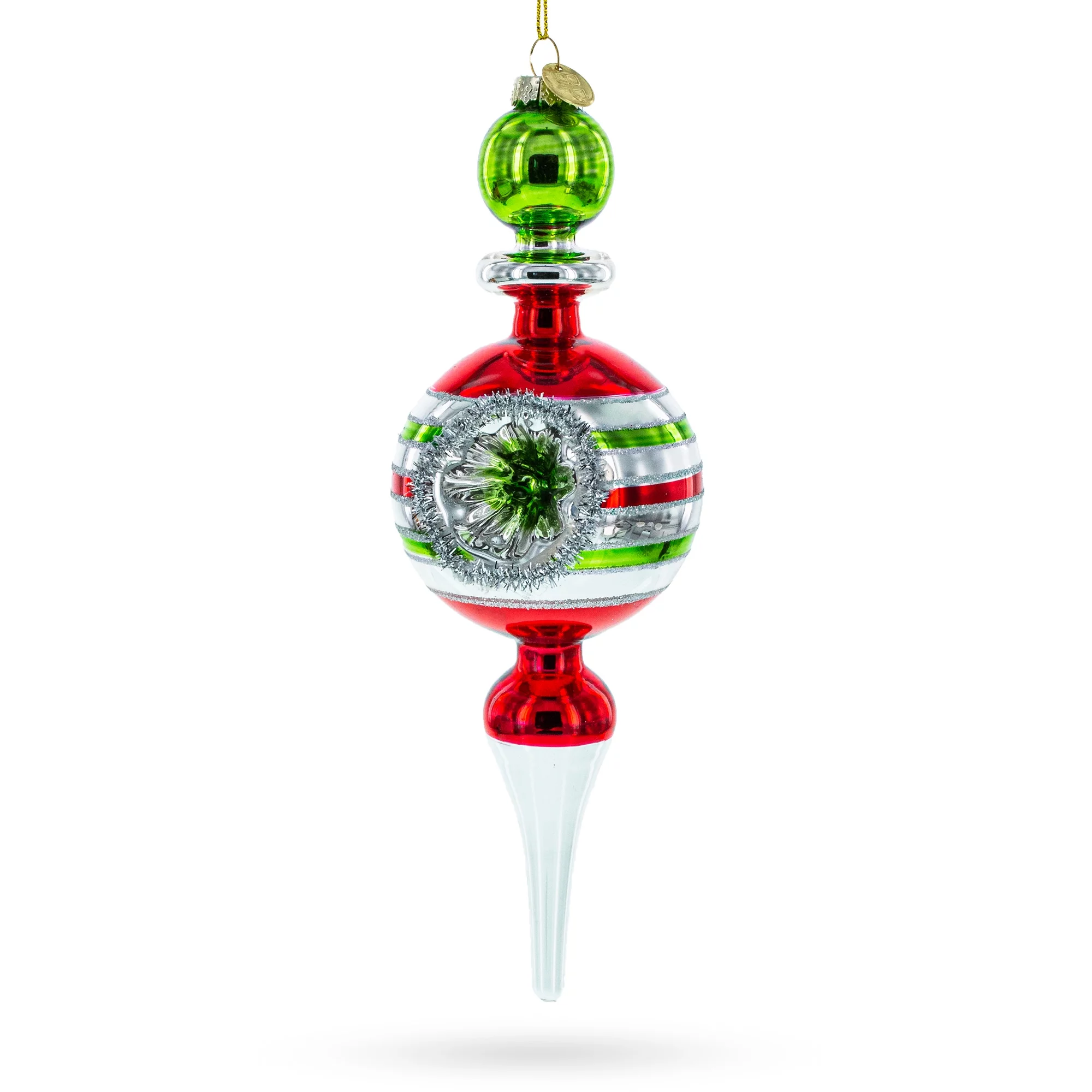 Vintage Multicolored Finial - Retro-Inspired Blown Glass Christmas Ornament
