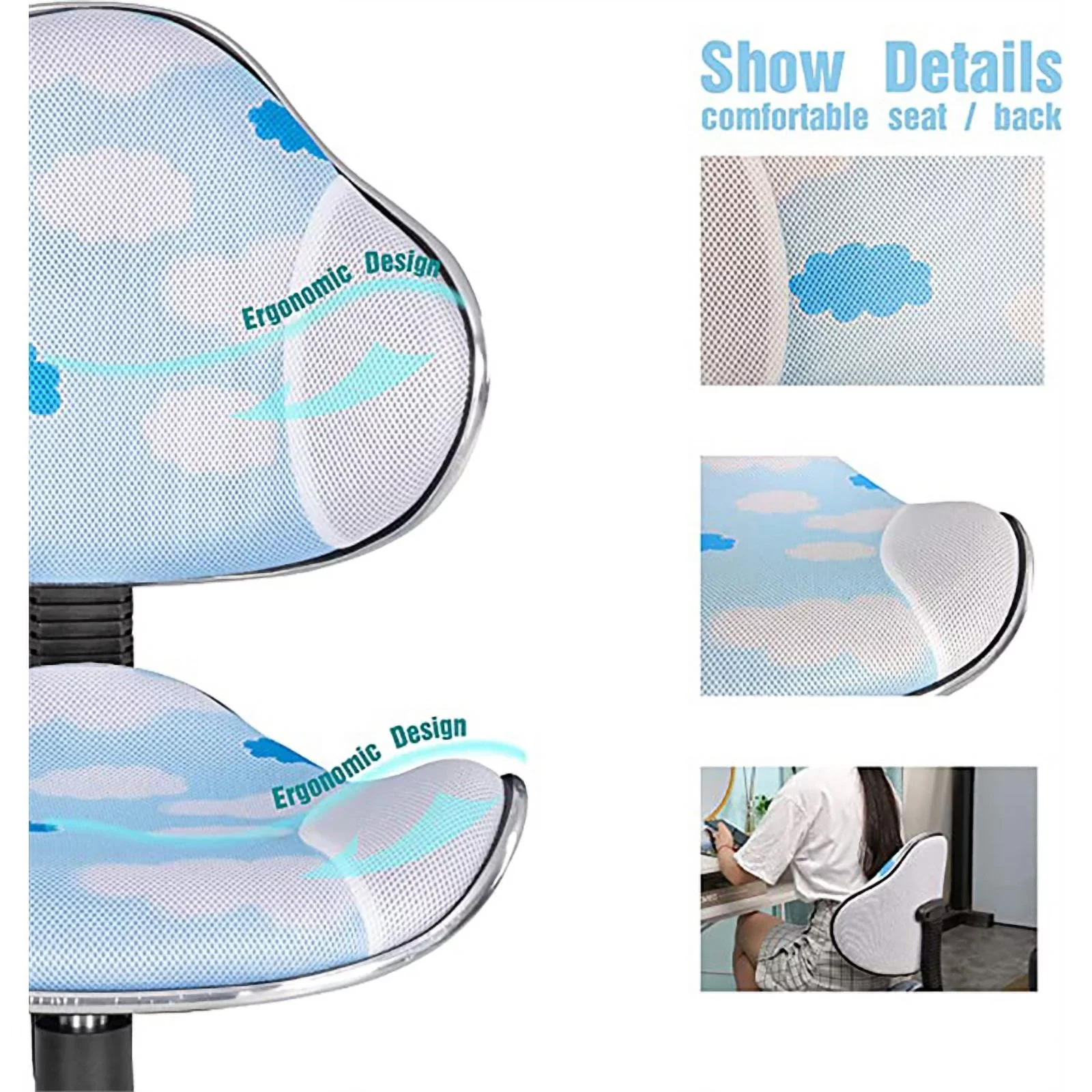 JJS Low Back Metal Computer Executive Chair with Large Base and Pads in White