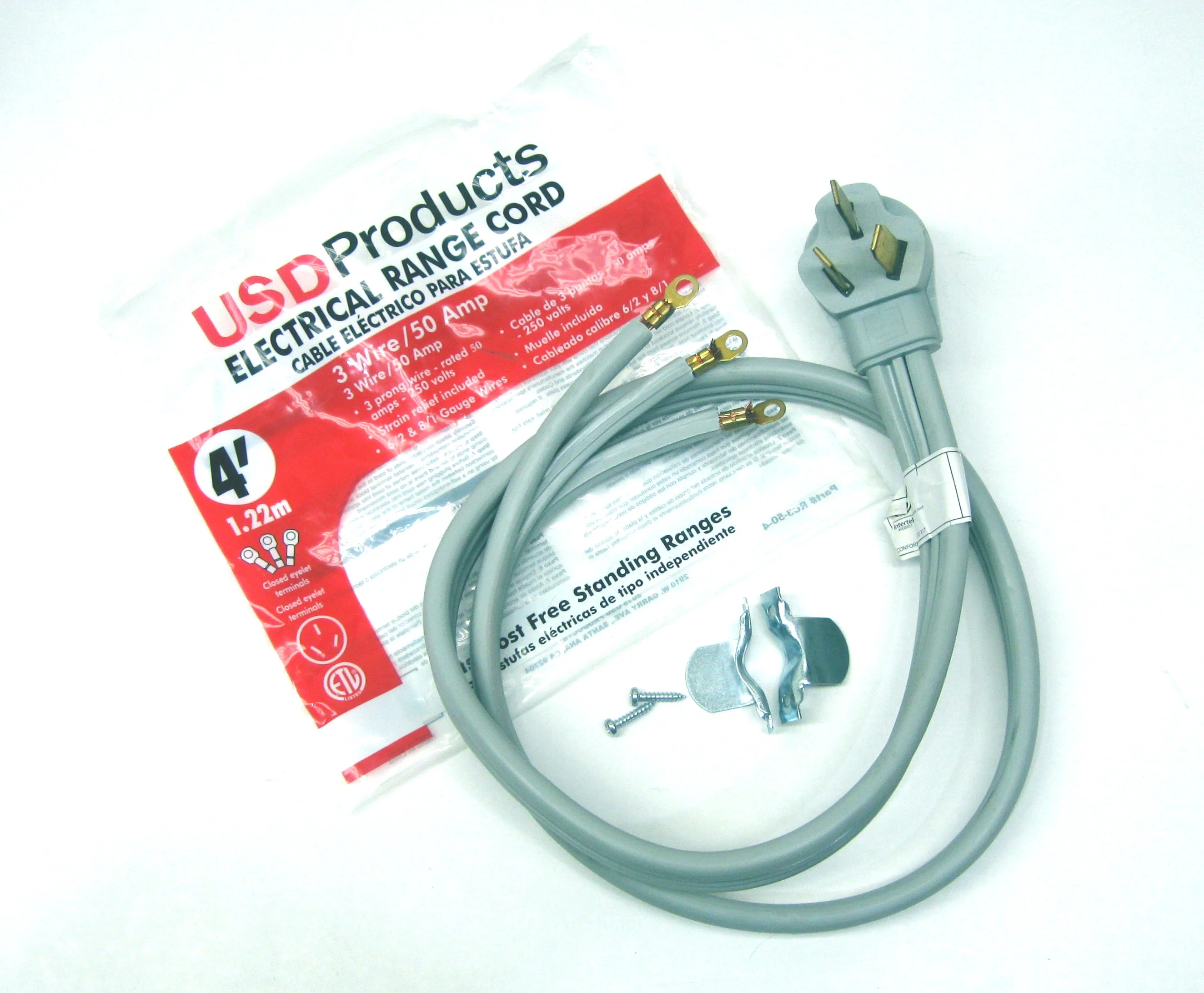 Range Oven Electric Power Cord 3 Prong Wire 50 Amp 4' Foot Heavy Duty