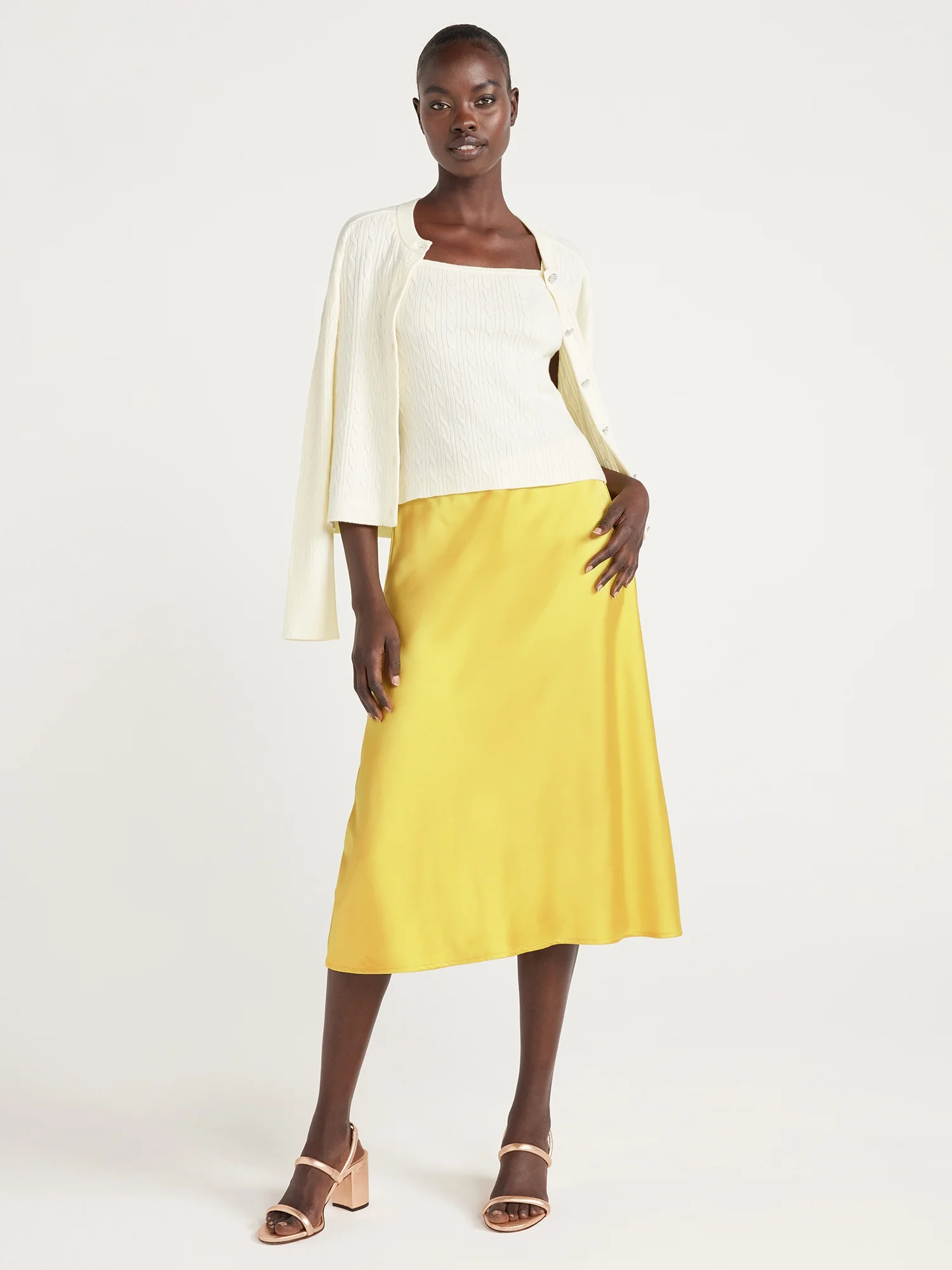 Free Assembly Women's Bias Slip Midi Skirt, Sizes XS-XXXL