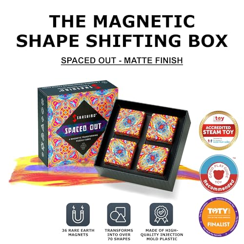 Shashibo Shape Shifting Box - STEM Magnetic Fidget Cube That Transforms Into Over 70 Shapes, Download Fun in Motion Toys Mobile App (Mystic Ocean)
