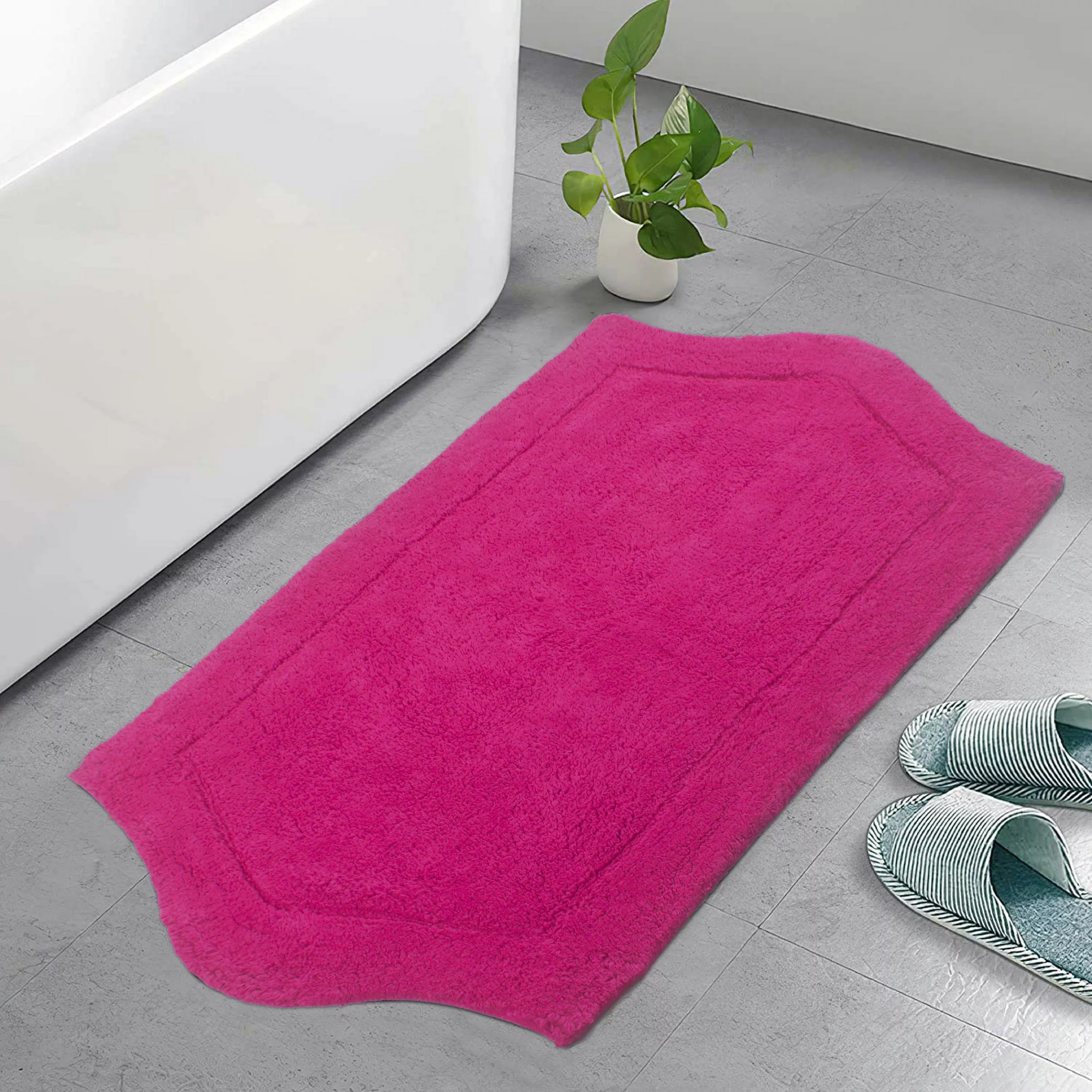 Home Weavers Waterford Collection 100% Cotton Tufted Bath Rug, Extra Soft and Absorbent Bath Rugs, Non-Slip Plush Bath Carpet, Machine Wash, bath rug for Bathroom, 24