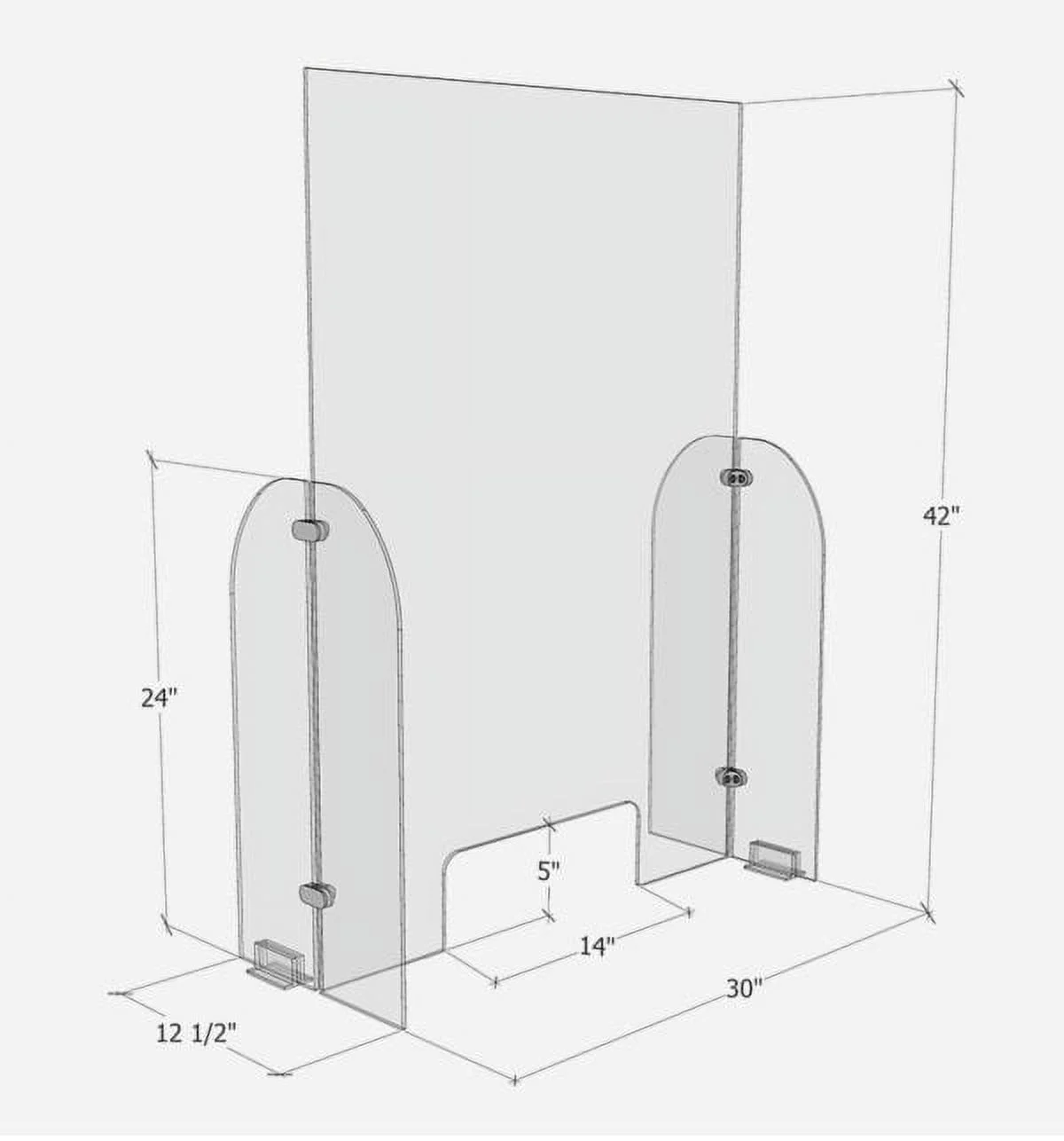 Clear Acrylic Single Panel Protective Barrier/Guard w/Transaction Opening for Counter, Reception, Desk, Checkout Shield (30