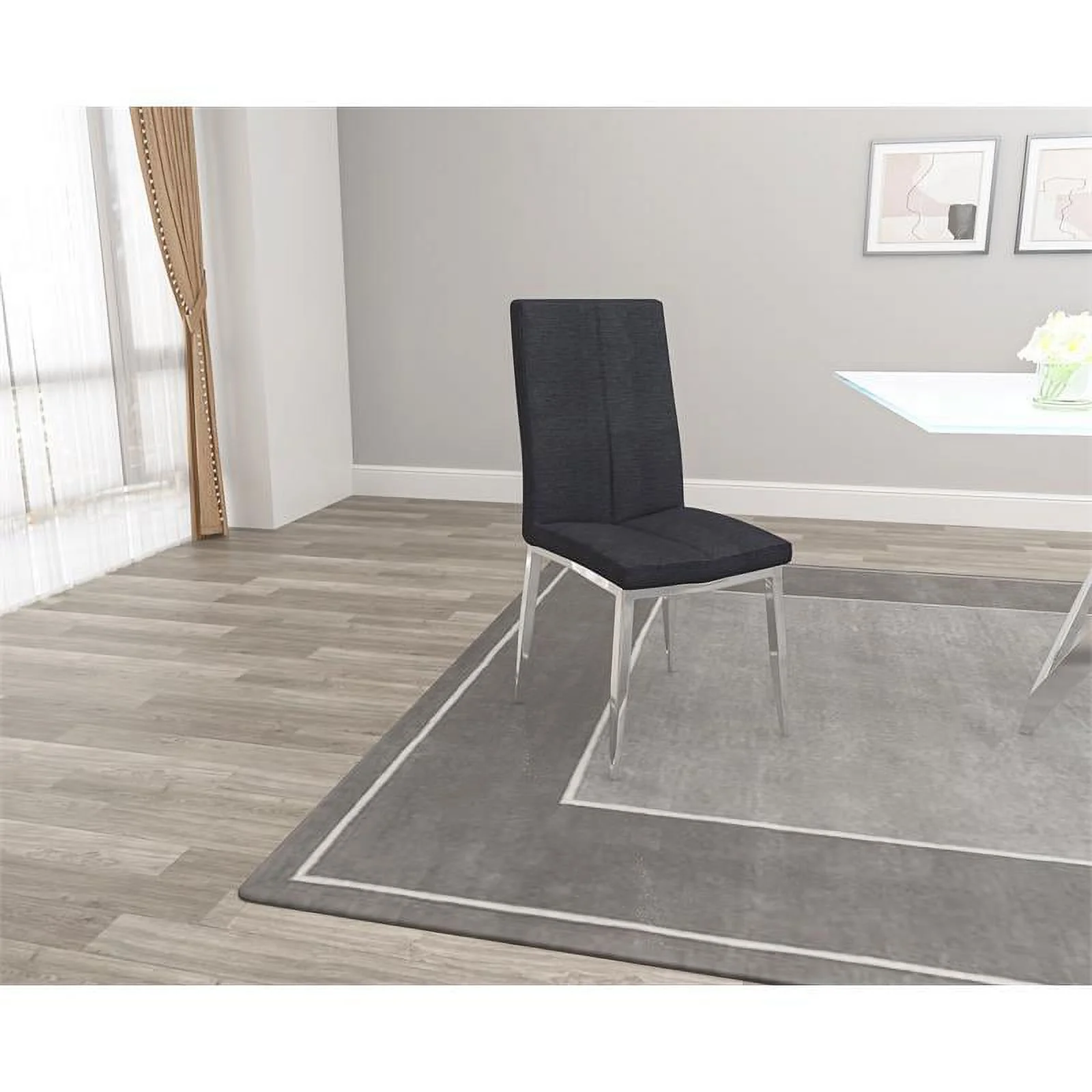 Milan Adella White Glass 5-Piece Dining Set w/ 4 Ash Faux Leather Chairs