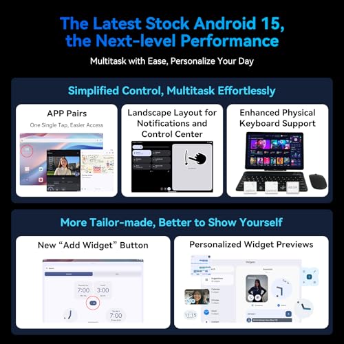 Tablet 11 Inch Android 15 Tablets T90, 1920 * 1200 FHD Display, 24GB RAM 128GB ROM /2TB TF, T615 Octa-Core+13MP Camera, 8000mAh, Widevine L1, 2 in 1 Tablet with Keyboard Mouse Stylus, Gray