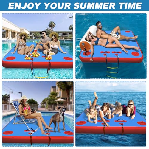 VOFiTNY Inflatable Floating Dock, Swim Platform Floating Dock for Lakes, Lake Floats for Adults, Island Raft Mat for Lake Beach Ocean, Non-Slip Surface
