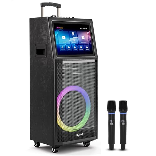 Karaoke Machine for Adults, with Lyrics Display, Smart Portable Big Bluetooth Speaker 2 Wireless Microphones, Professional Karaoke System 1000W Peak Power Big Bluetooth DJ Light