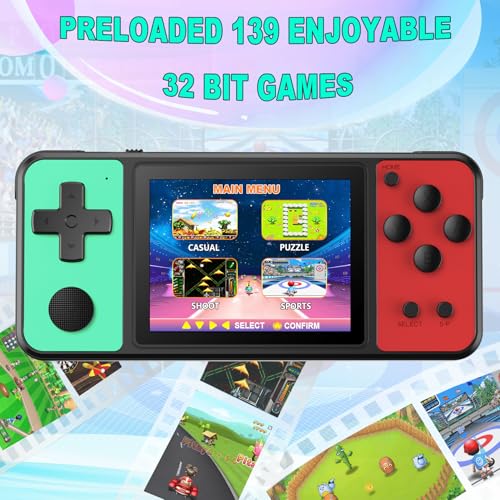 32 Bit Handheld Games for Kids Built-in 139 Video Games,3.0