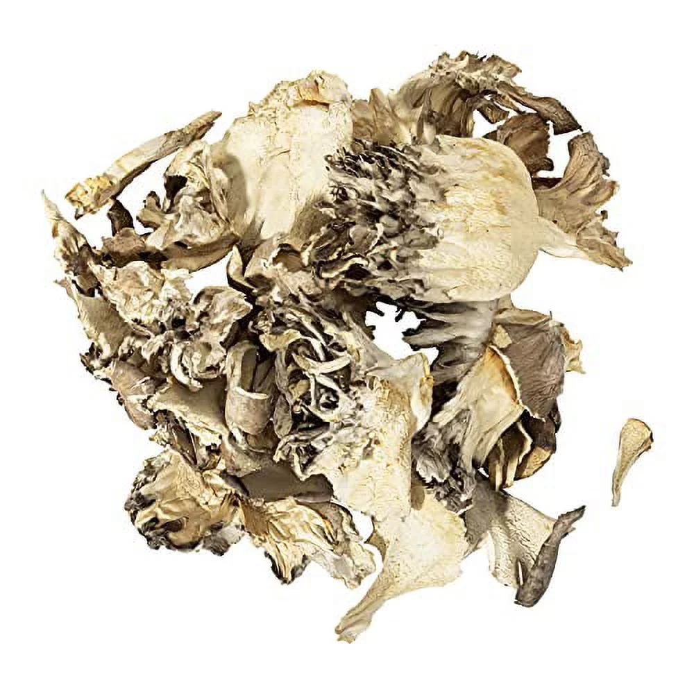 organic maitake mushroom pieces, dried organic hen of the woods mushroom, non-gmo, gluten free, kosher, vegan - 8 ounces