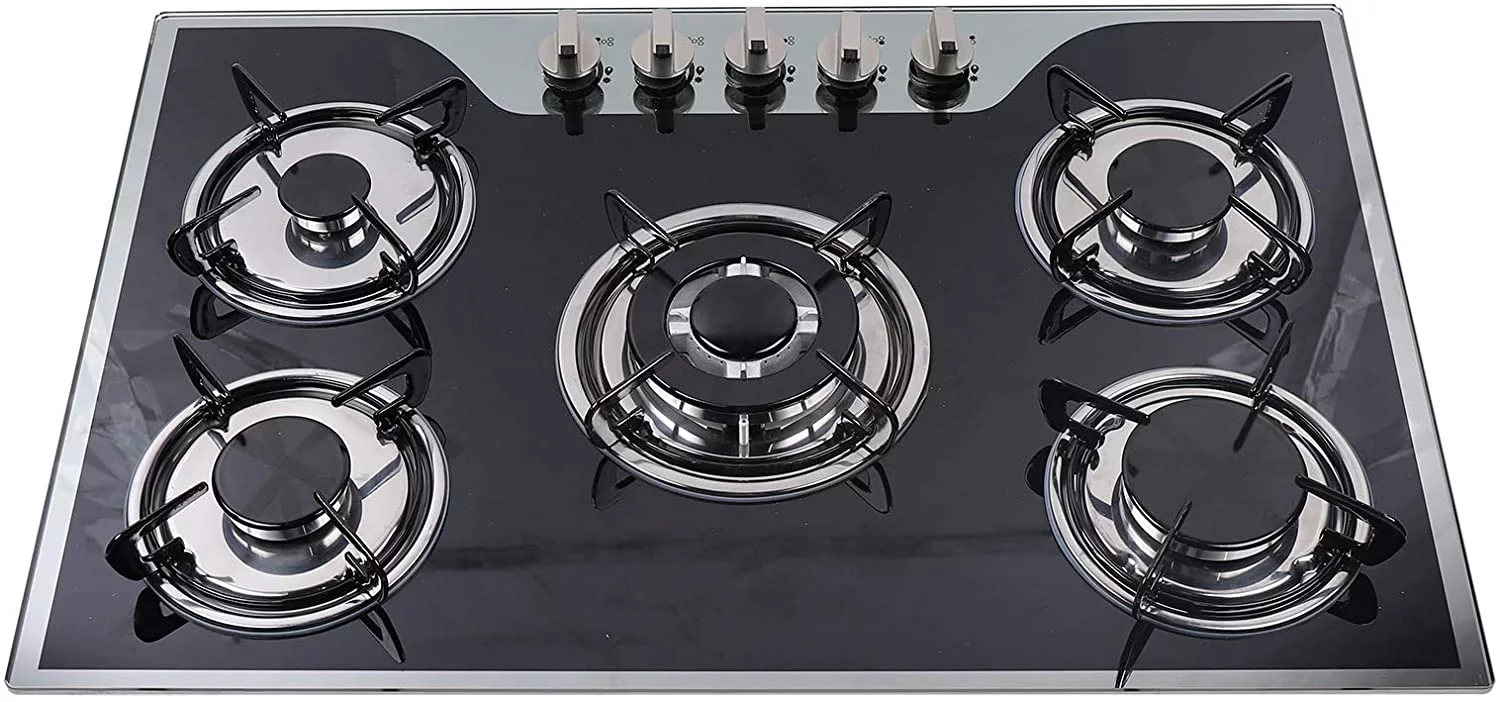 5 Burners Built-in Gas Hobs Kitchen Cooker Stove Cooktop LPG/NG Tempered Glass 30