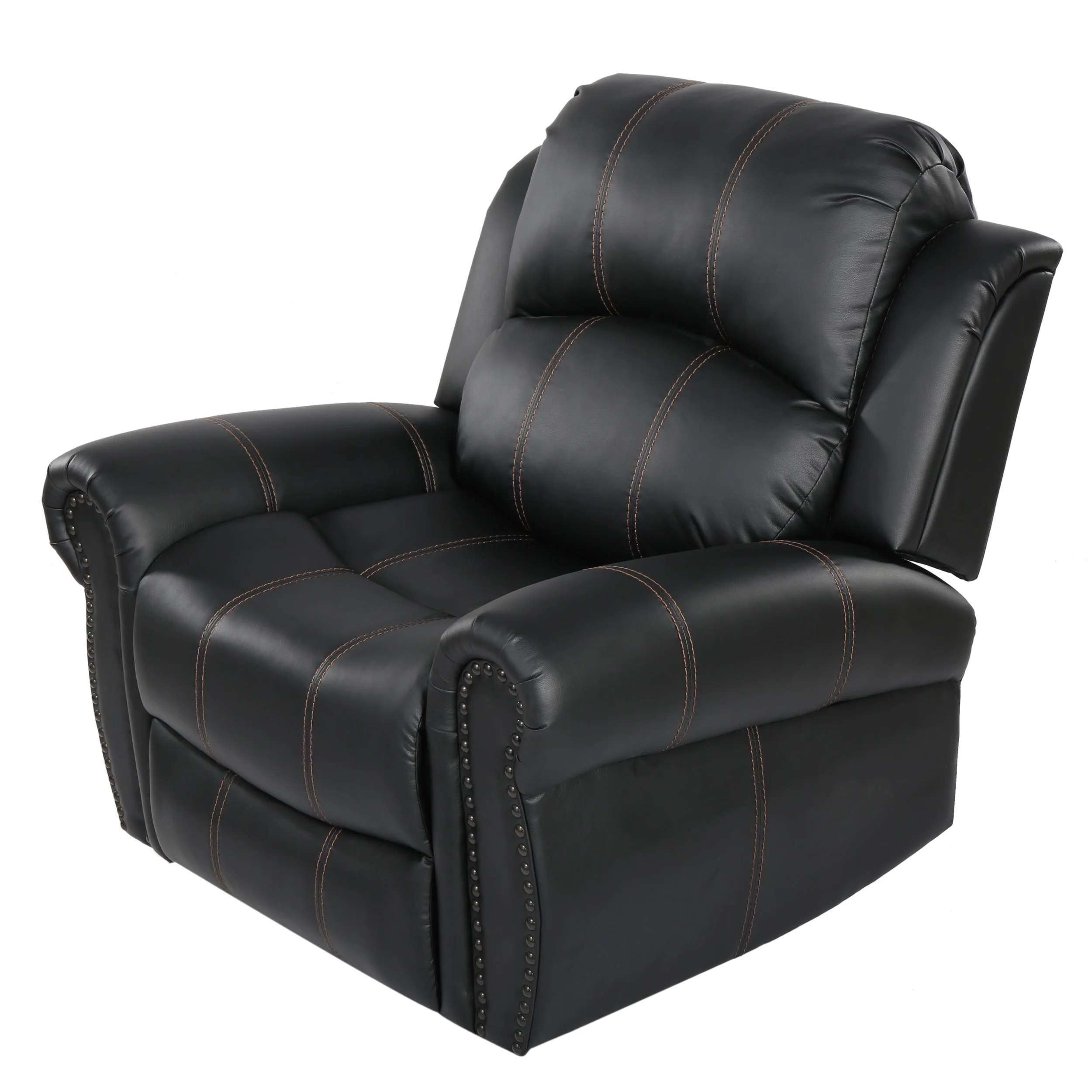 GDF Studio Hetel Contemporary Upholstered Gliding Recliner, Black Faux Leather