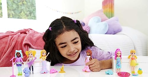 Polly Pocket Travel Toy with 2 (3-inch) Dolls & 25 Accessories, Outer Space Fashion Pack with 2 Glow-in-The-Dark Pieces