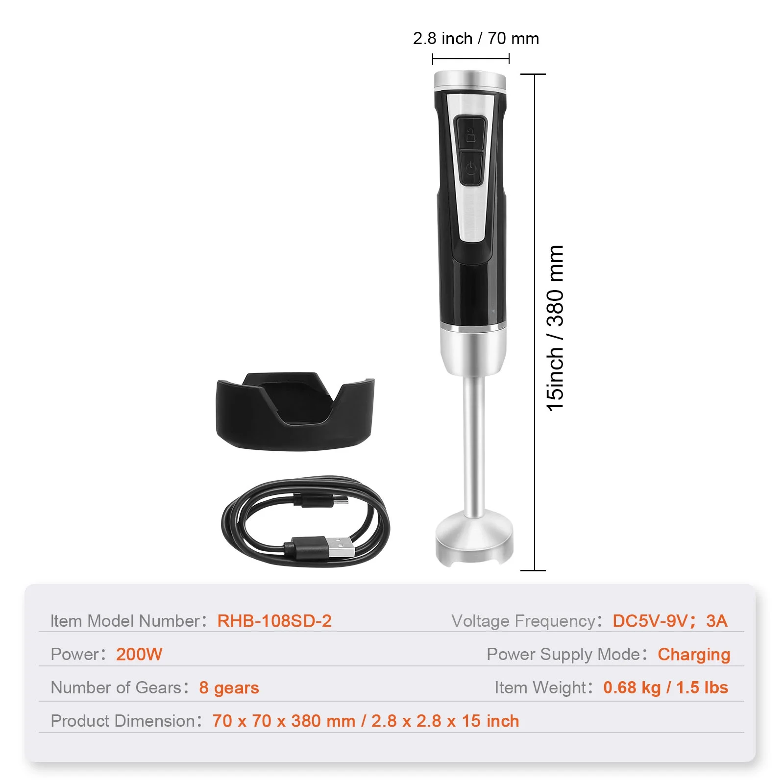 SKYSHALO Commercial Immersion Blender 15