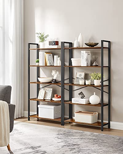 VASAGLE 6-Tier Bookshelf, Bookcase with Steel Frame, Book Shelf for Living Room, Home Office, Study, 11.8 x 26 x 73.2 Inches, Industrial Style, Rustic Brown and Ink Black ULLS062B01