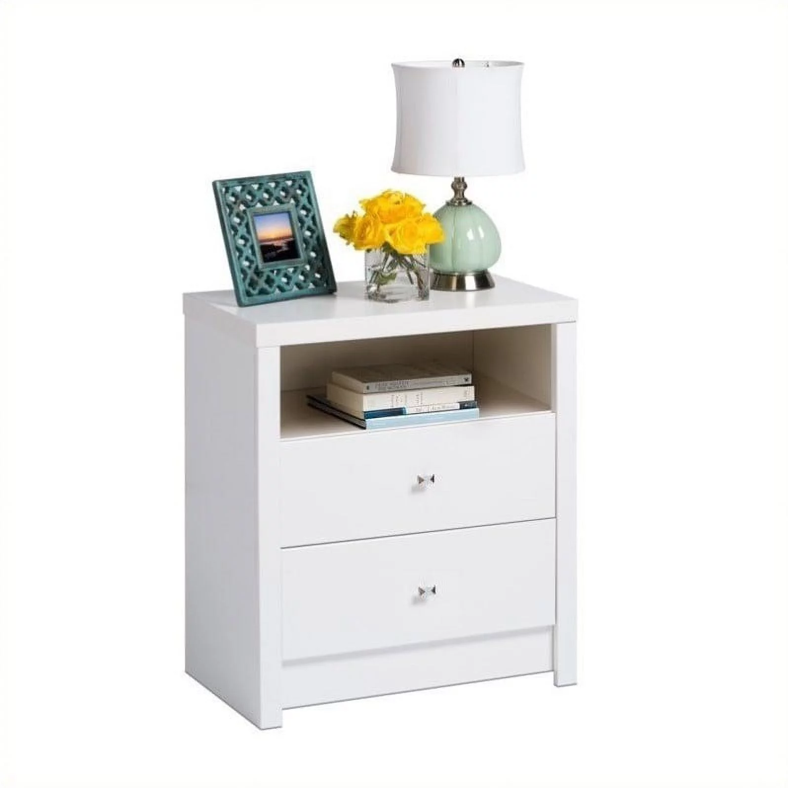 Home Square 4-Piece Set with Storage Bench 2 Tall Nightstands and 5-Drawer Chest
