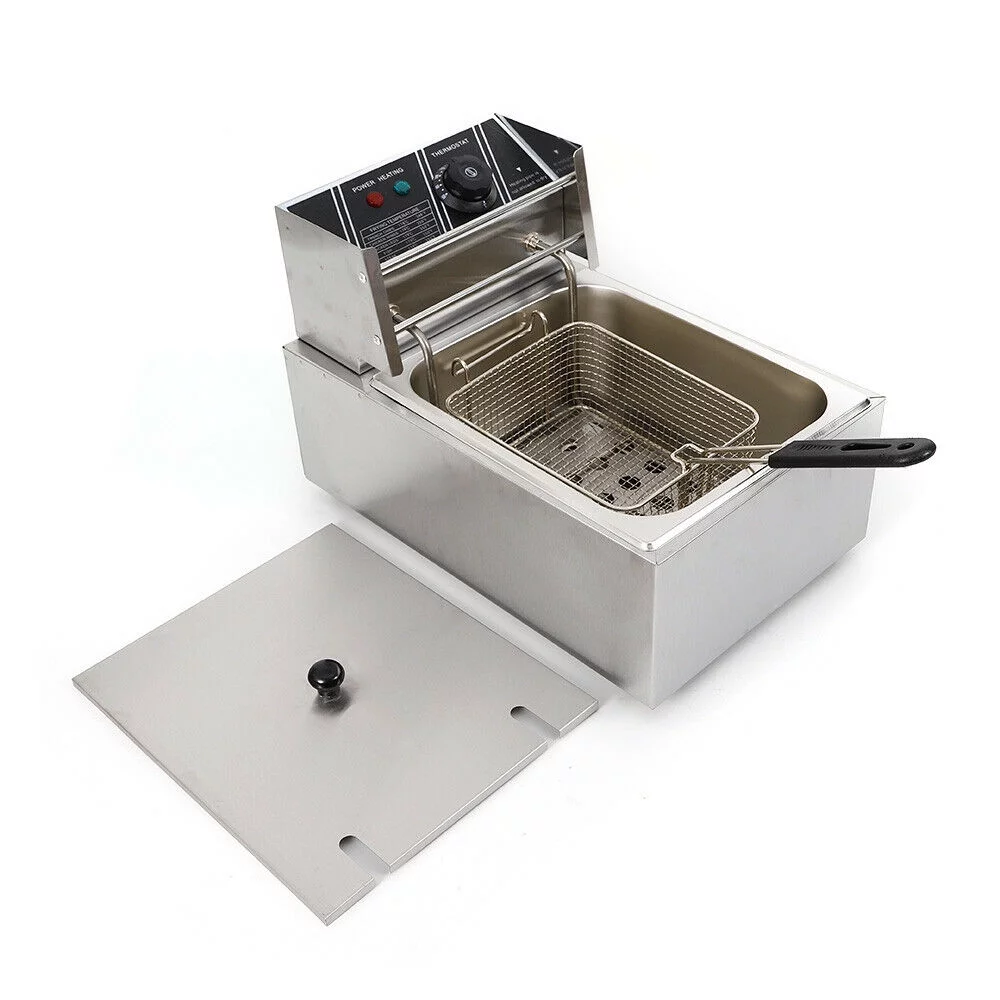 6L 1700W Electric Deep Fryer Cooker Countertop Stainless Steel Basket Cooking