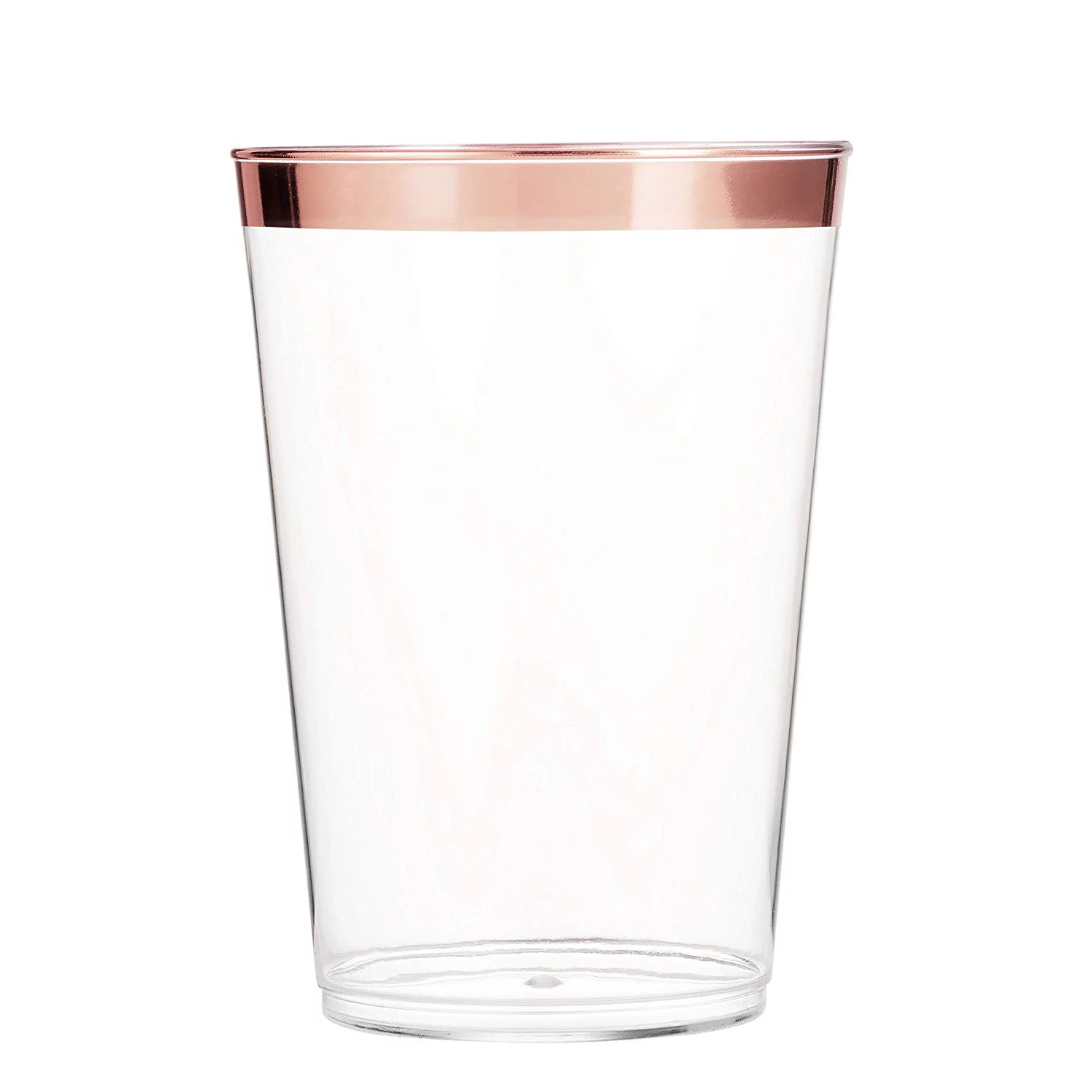 100 Rose Gold Plastic Cups 16 Oz Clear Plastic Cups Tumblers Rose Gold Rimmed Cups Fancy Disposable Wedding Cups Elegant Party Cups with Rose Gold Rim