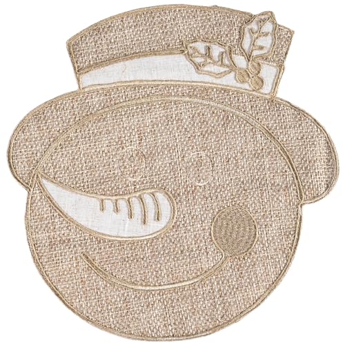 Feuille Christmas Placemats Set of 4 - Snowflake Burlap Holiday Placemats for Round Table, Farmhouse Winter Decor for Christmas Table Decorations