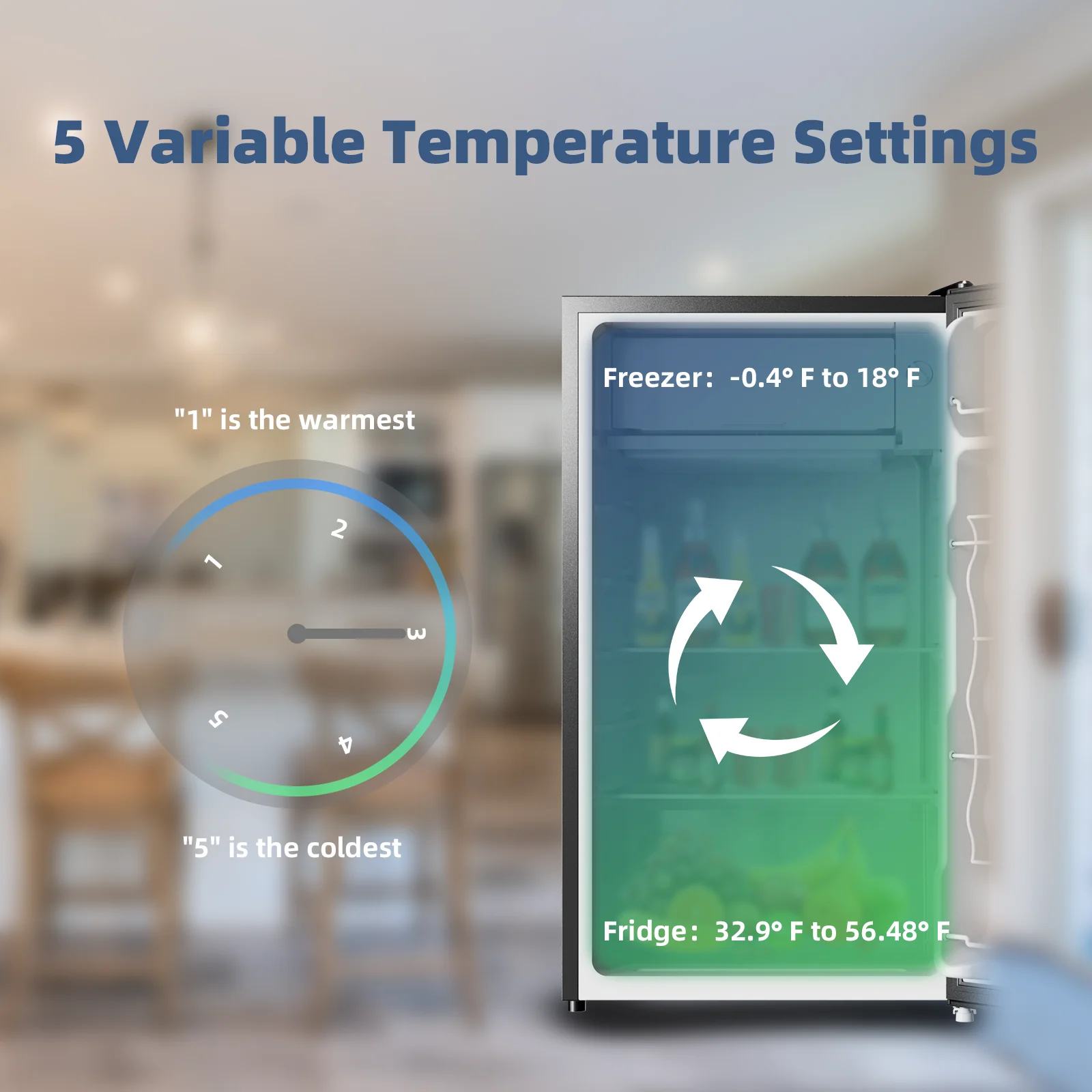 BANGSON Mini Fridge, 3.2Cu.Ft, Energy Saving, Low Noise with Reversible single door, mini fridge for Bedroom Office and Dorm, Black