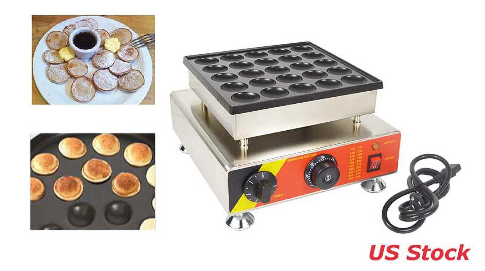 Techtongda 25 Holes Commercial Electric Pancake Machine Dutch Pancake Maker Iron Baker