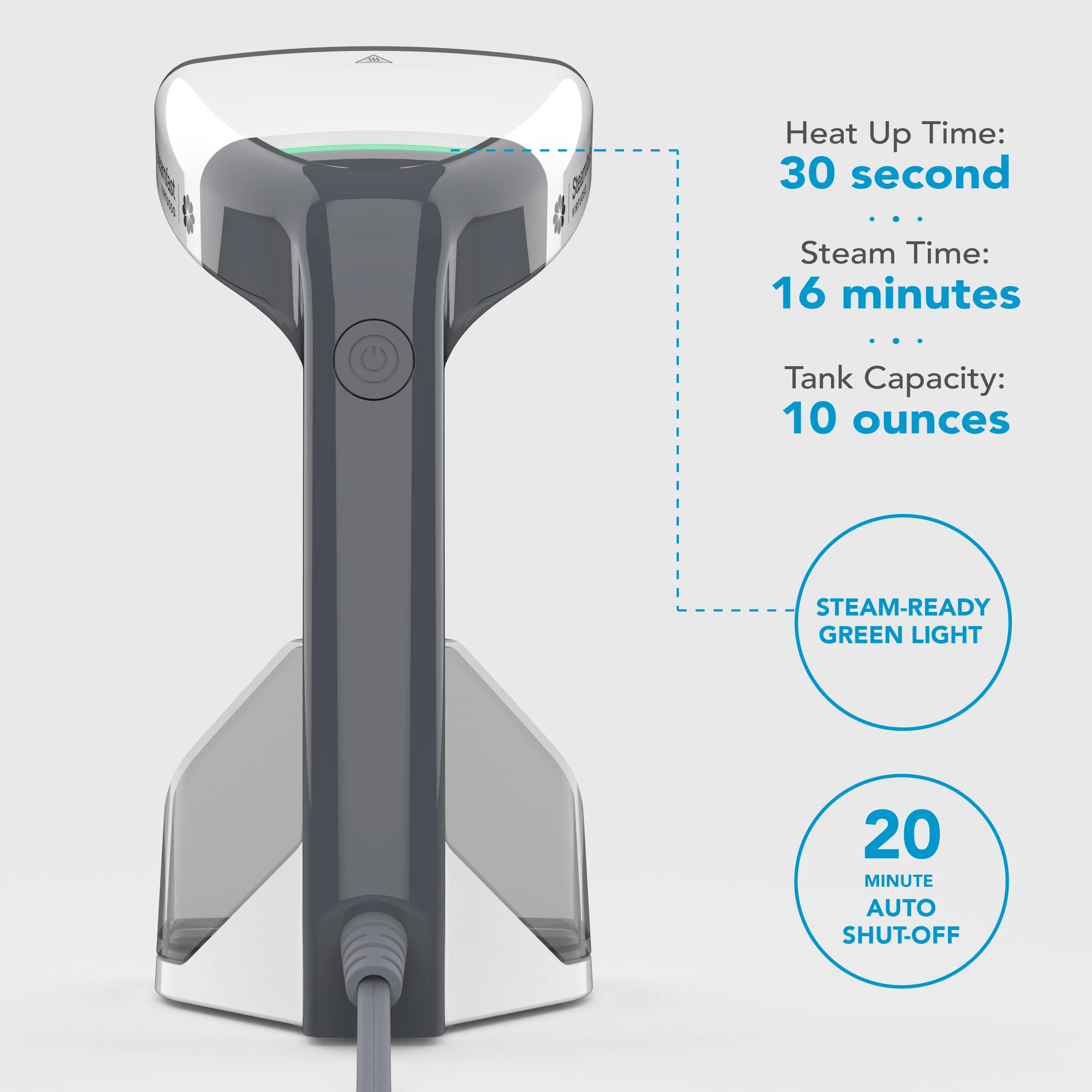 Steamfast Virtuoso Handheld Travel Garment Steamer, Portable, White
