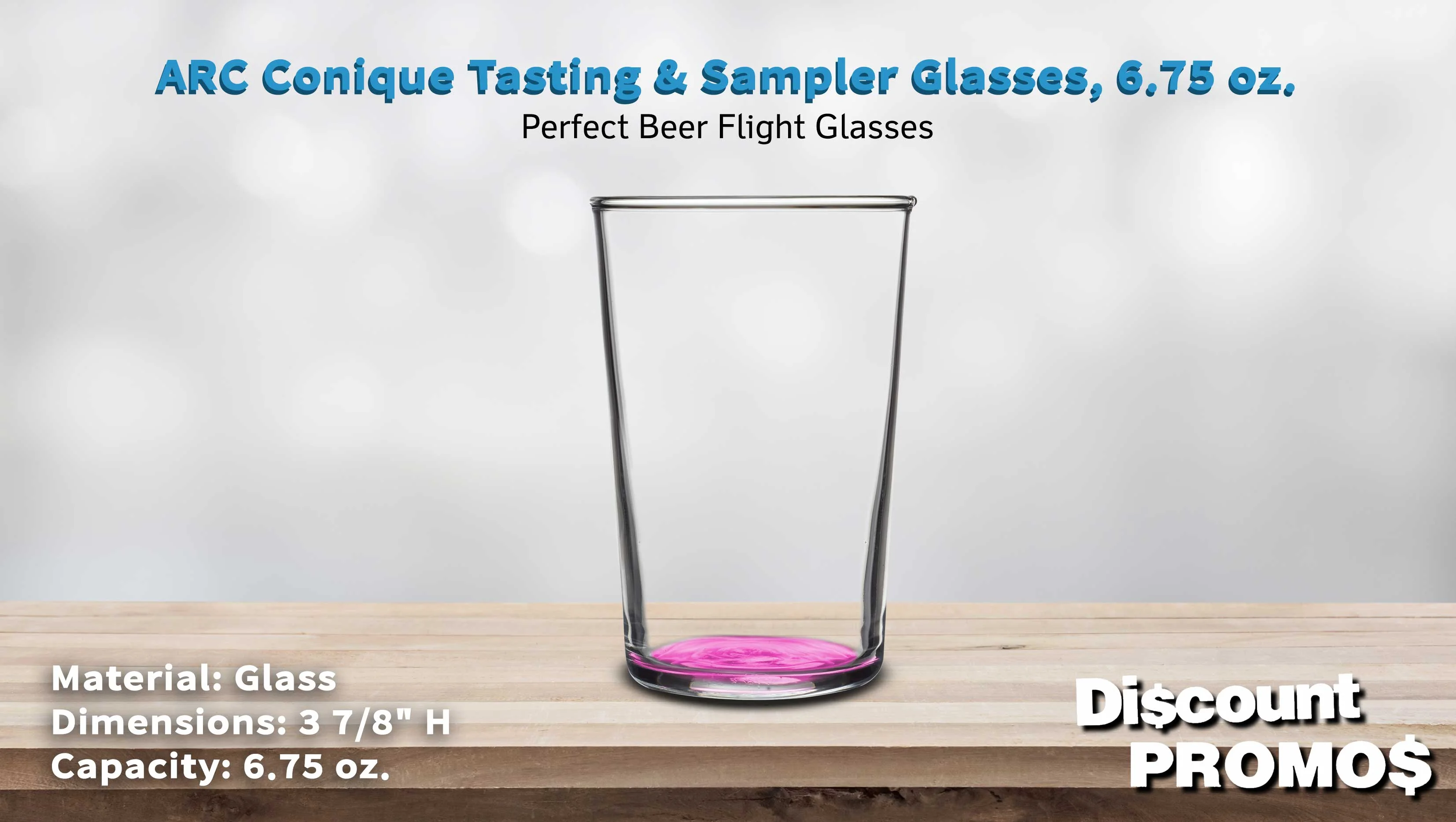 10 ARC Conique Tasting & Sampler Glasses Set, 6.75 oz. - Durable, Barware, USA made - Pink