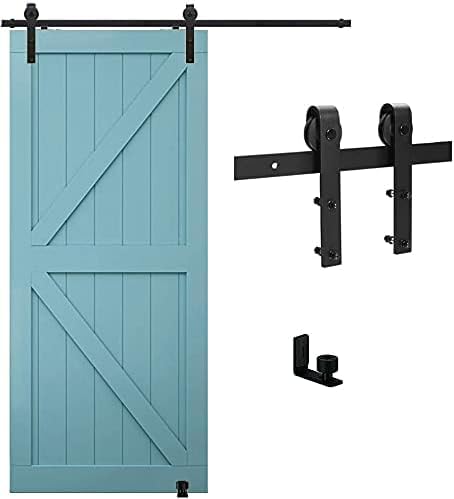 TSMST 6FT/72 Sliding Barn Door Hardware Kit with Barn Door Floor Guide fit 30