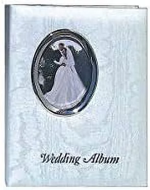 Album WAF-46, Bound Wedding  Album With White Oval Framed Cover, Inscribed With "Wedding Album", Holds 200 4X6" Pictures