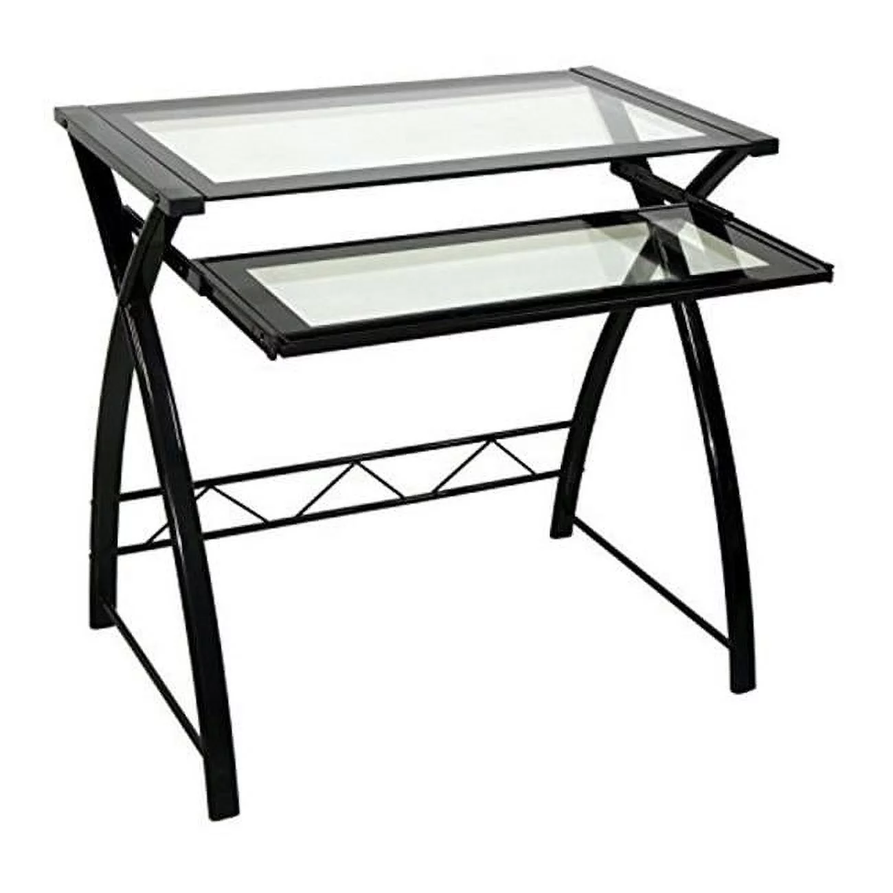 Twin-Star International CD8855 High Gloss Computer Desk - Black Finish