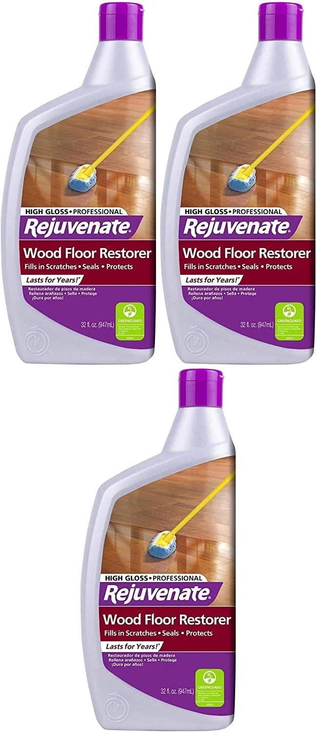 Rejuvenate Professional Wood Floor Restorer and Polish with Durable Finish Non-Toxic Easy Mop On Application High Gloss Finish 32oz Pack of 3