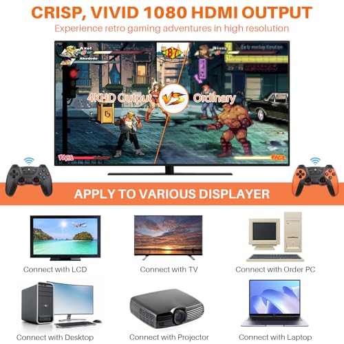 20000+ Games,2025 Retro Home Game Console Wireless Double Handle PSP Arcade Double TV Game Console Plug and Play Video Game Stick, HDMI Output TV(64G)