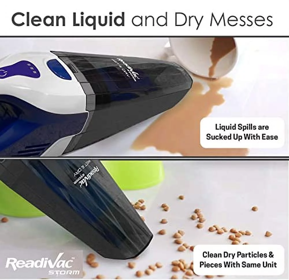 ReadiVac Storm Handheld Vacuum, Wet & Dry Hand Vacuum Cleaner, Powerful Cordless Hand Vac for Home & Car, Small Lightweight Rechargeable Handvac, 22.2volt Lithium-ion Rechargeable Battery