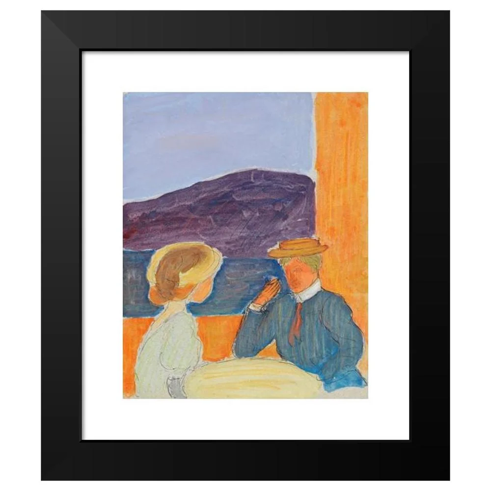 Marianne von Werefkin 12x14 Black Modern Framed Museum Art Print Titled - Couple in Conversation (1908)