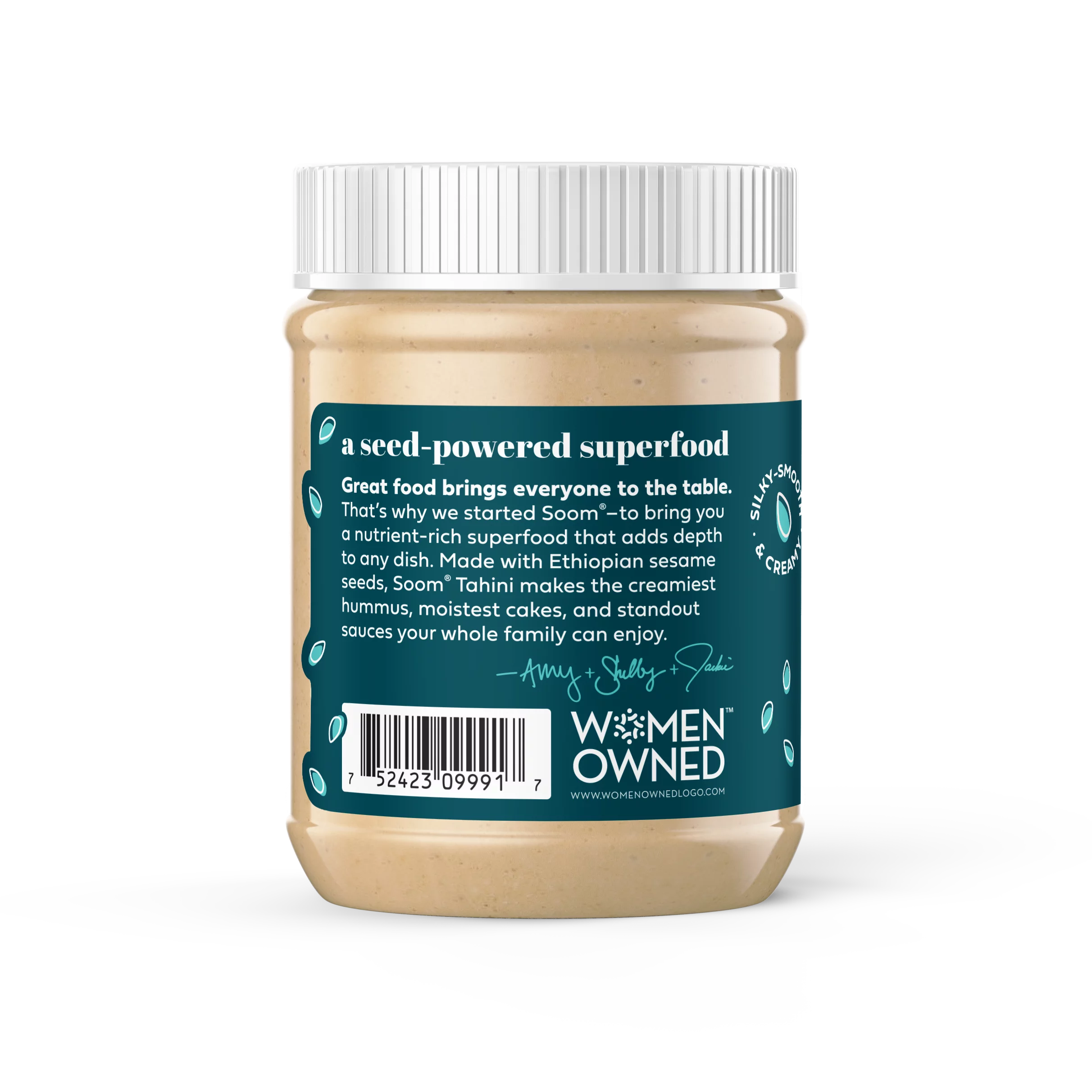 Soom Foods Single-Source Pure Ground Sesame Tahini 11oz (2 Pack) | Silky Smooth Texture in Hummus, Dips, Salad Dressings | Vegan, Nut-Free, Gluten-Free