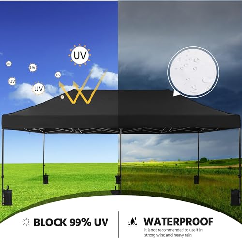 Yaheetech Heavy Duty Pop Up Canopy Tent, 10x20 Commercial Instant Shelter Tent for Wedding, Parties, Adjustable Outdoor Canopy with Wheeled Carry Bag, 6 Sandbags & 10 Stakes, White