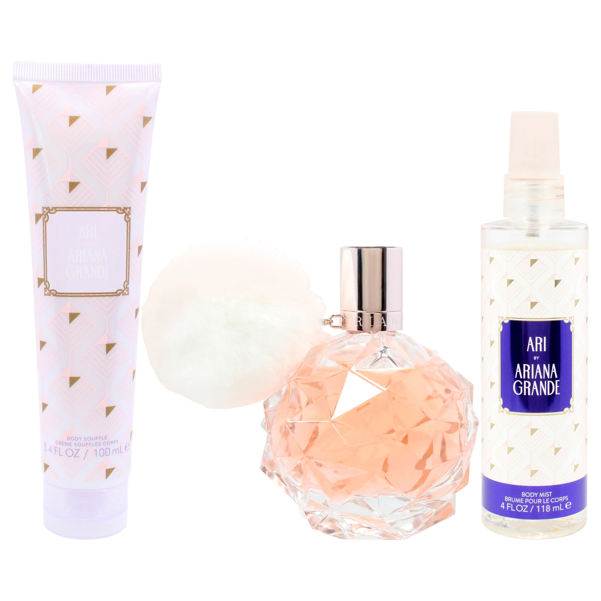Ariana Grande Ari , 3 Pc Gift Set 3.4oz EDP Spray, 3.4oz Body Souffle, 4oz Body Mist