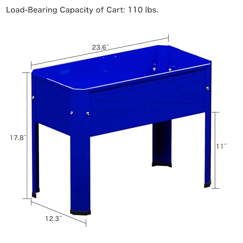 Raised Garden Bed with Detachable Tall Legs Elevated Metal Planter Box for Growing Fresh Herbs Vegetables Flowers Succulents&Other Plants for Outdoor Backyard Patio Deck Balcony Blue