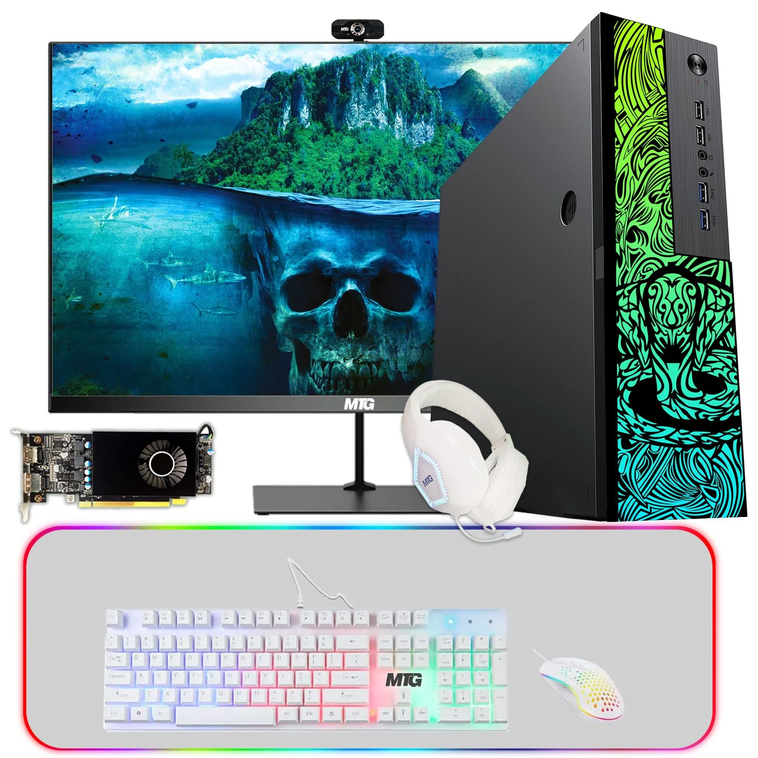 Restored Gaming Desktop PC Computer, TechMagnet Cobra, Intel Core i5 12th Gen, AMD RX 550, 16GB RAM, 1TB SSD, 4TB HDD, 24 Inch LED Monitor, 4 in 1 Gaming Kit, Webcam, Win 11 Home (Refurbished)