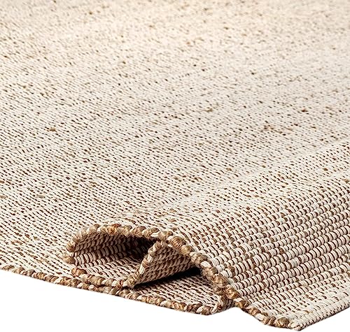 S & L Homes Jute Cotton Hand Woven Natural Farmhouse Area Rug for Living Room - Rustic Vintage Bohemian Décor - (8' x 10' Natural)