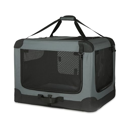 Amazon Basics 2-Door Portable Soft-Sided Folding Soft Dog Travel Crate Kennel, Medium (M 30