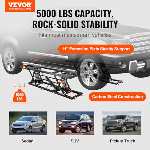 VEVOR Portable Car Lift - 5,000 LBS Capacity, Extended-Length Plates, 25.6