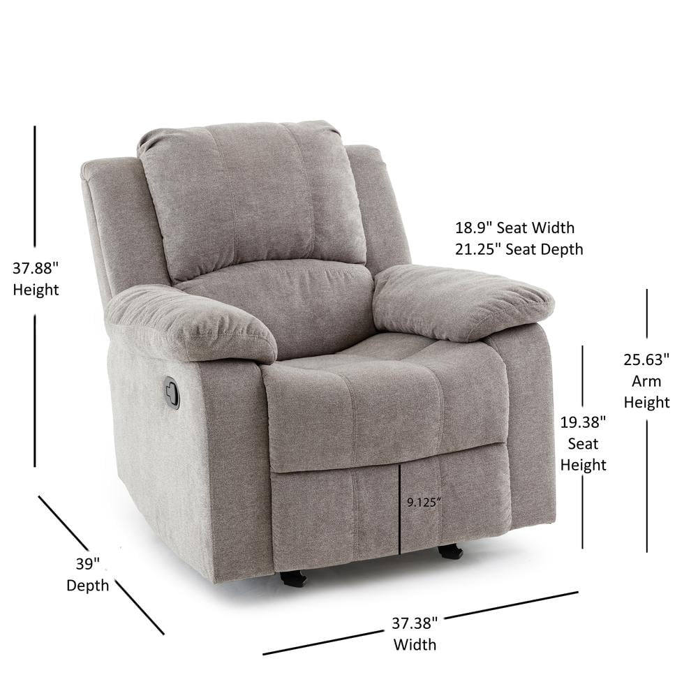 Comfort Pointe Troy Ash Grey Microfiber Glider Rocker Recliner