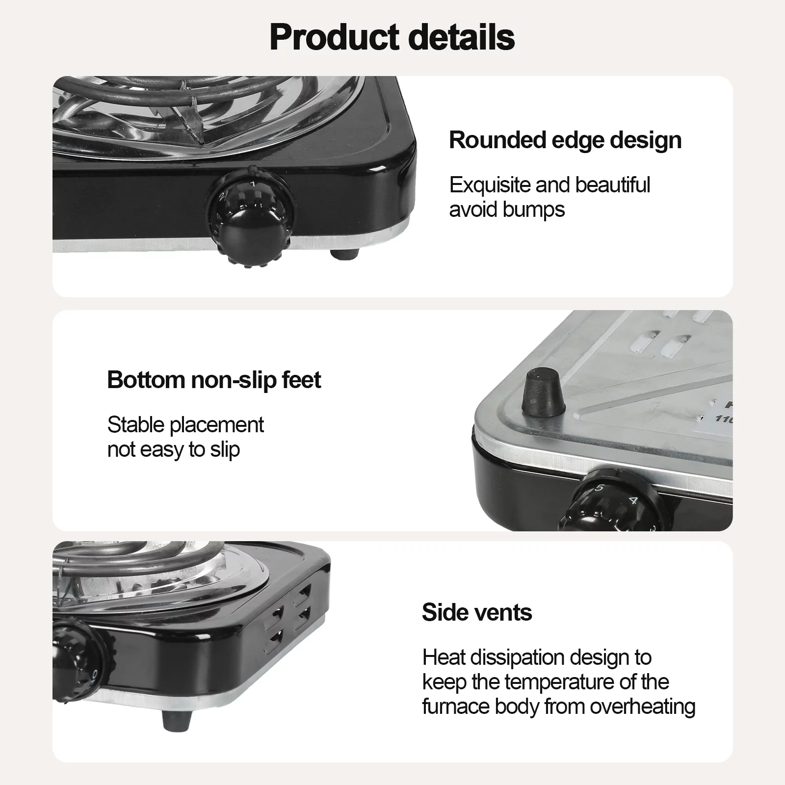 1000W Single Burner Hot Plate Adjustable Temperature Electric Furnace Kitchen Cooker 110V US
