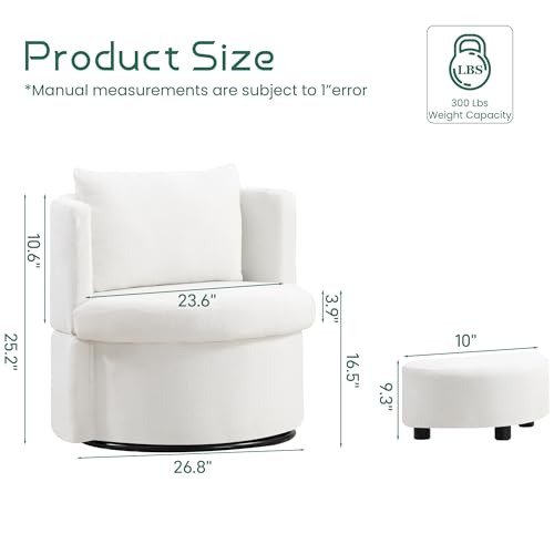 Modern Swivel Accent Chair with Storage Base, Upholstered Arm Chair Velvet Single Sofa Chair with Ottoman Foot Rest for Living Room Bedroom Small Spaces Apartment (Modern, Cream-1)