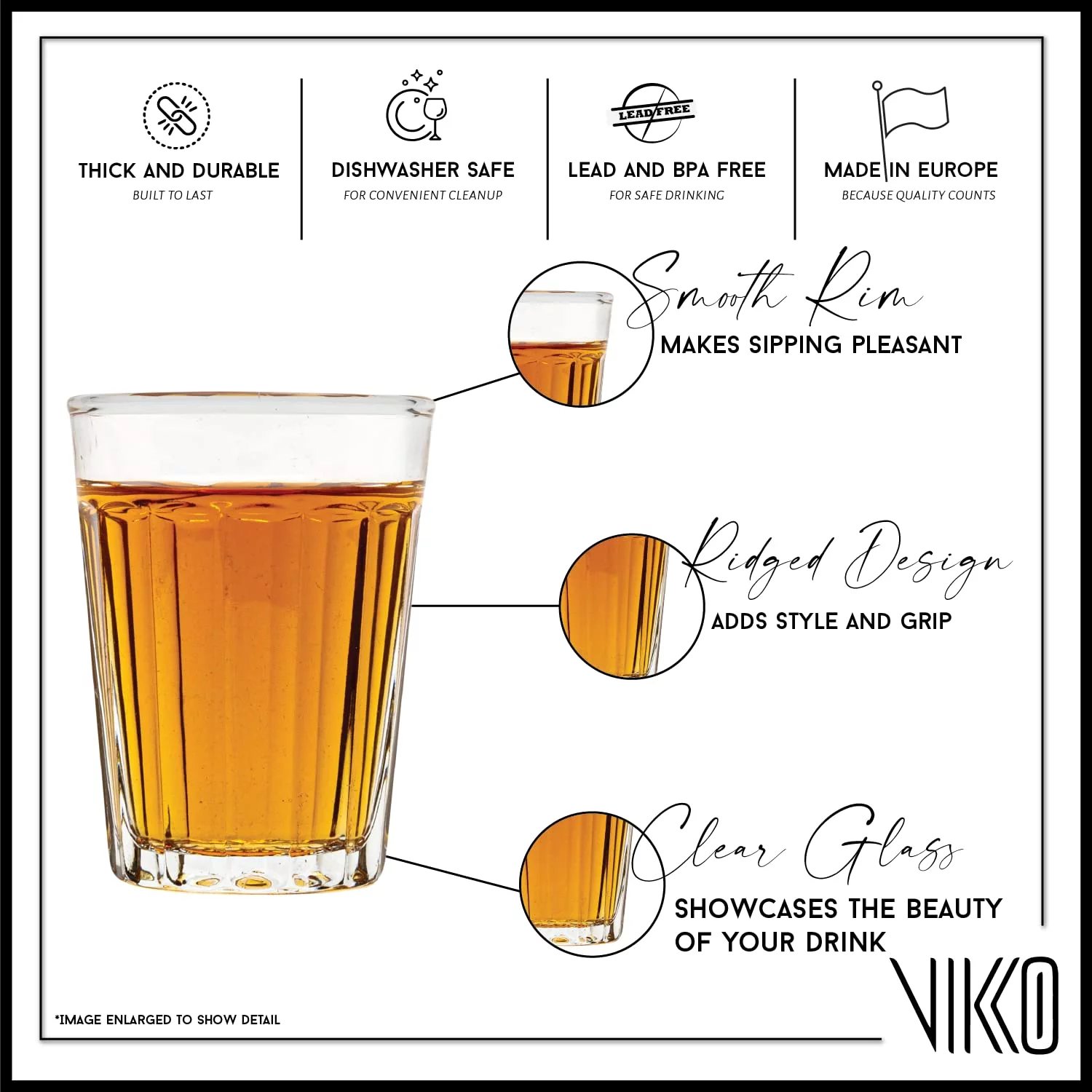 Vikko 1.5 Ounce Shot Glasses: Set of 6 Small Liquor and Spirit Glasses - Durable Tequila Bar Glasses For Alcohol and Espresso Shots - 6 Piece Mini Shooter Glass Set (Madelina)