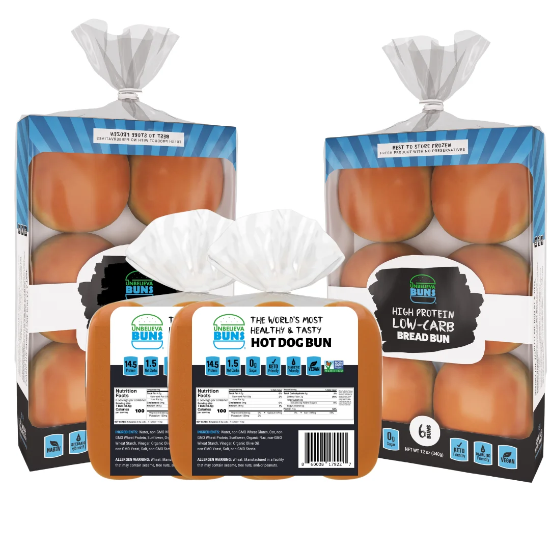 Combo Pack - 2 Bags of UnbelievaBuns + 2 Bag of Hot Dog Buns