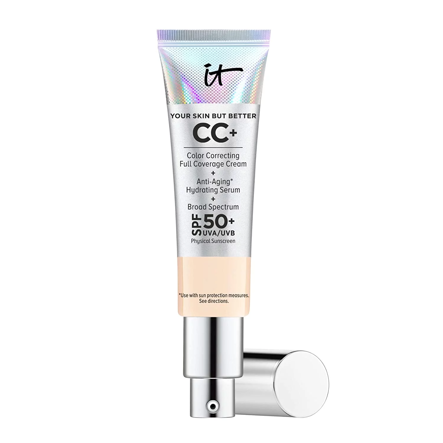 IT Cosmetics Your Skin But Better CC+ Cream, Fair Light (C) - Color Correcting Cream, Full-Coverage Foundation, Hydrating Serum & SPF 50+ Sunscreen - Natural Finish - 1.08 fl oz
